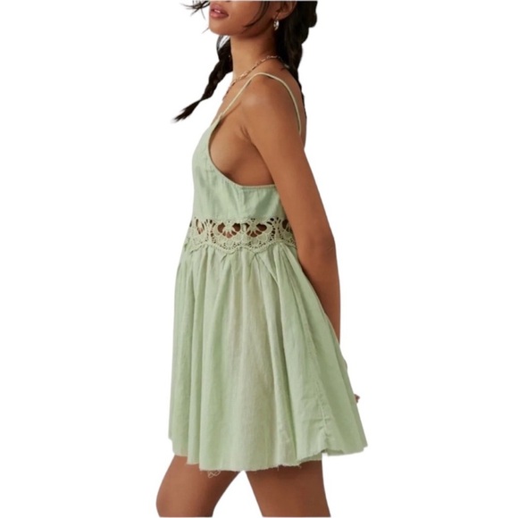 Free People Scales Green Ilektra Slip Mini Dress - Picture 2 of 14